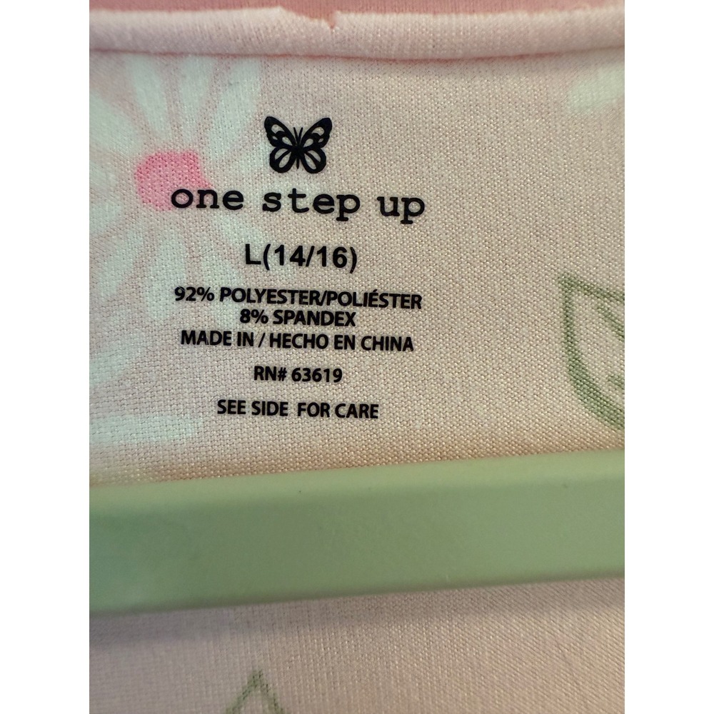 One Step Up Pink Daisy Smocked Dress Girls Size L 14 16 Short Sleeve - Picture 3 of 3